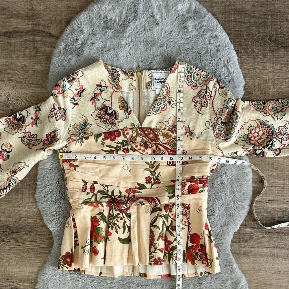 Autumn Adeigbo Giada Linen Peplum Top 6 - Picture 5 of 8